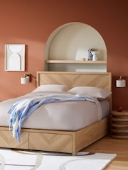 Wood Oak Effect Hayford Bed Frame with Storage Drawers - Image 3 of 7