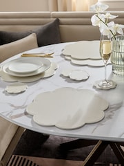 Set of 4 Cream Flower Faux Leather Placemats and Coasters - Image 1 of 4
