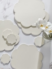 Set of 4 Cream Flower Faux Leather Placemats and Coasters - Image 2 of 4