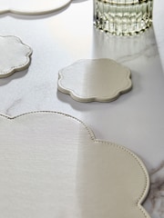Set of 4 Cream Flower Faux Leather Placemats and Coasters - Image 3 of 4