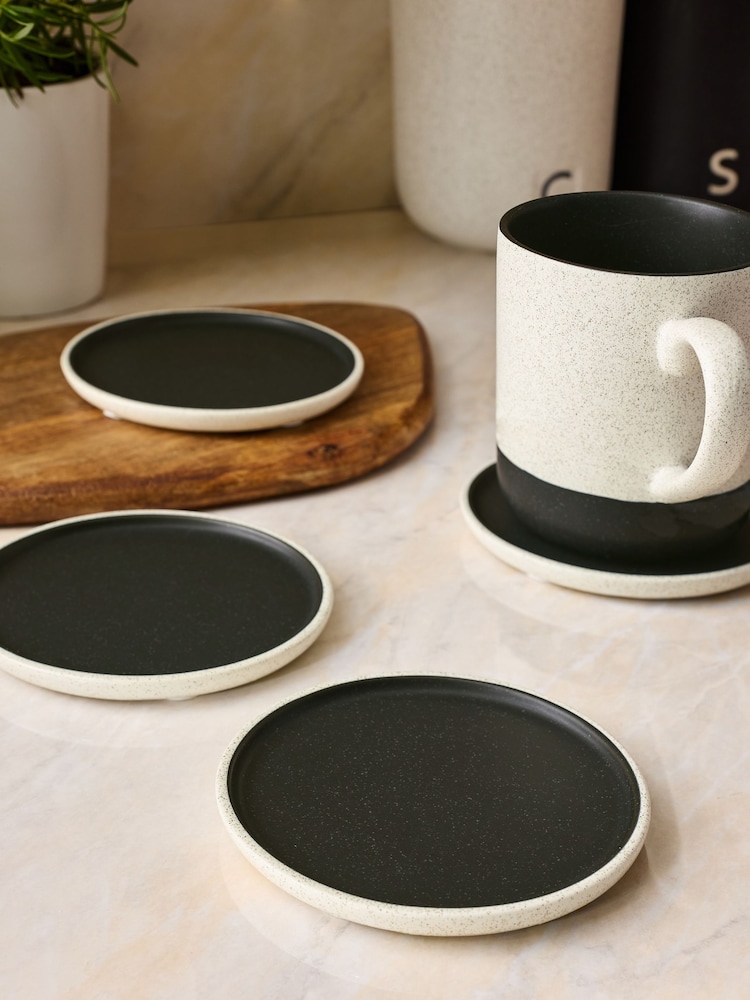 Set of 4 Black Otis Coasters - Image 1 of 4