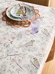Pink Love Bird Floral Wipe Clean Tablecloth - Image 1 of 3