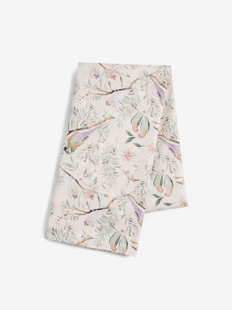 Pink Love Bird Floral Wipe Clean Tablecloth - Image 2 of 3