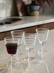 Set of 4 Clear Ripple Wine Glasses - Image 1 of 4