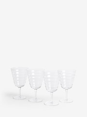 Set of 4 Clear Ripple Wine Glasses - Image 2 of 4
