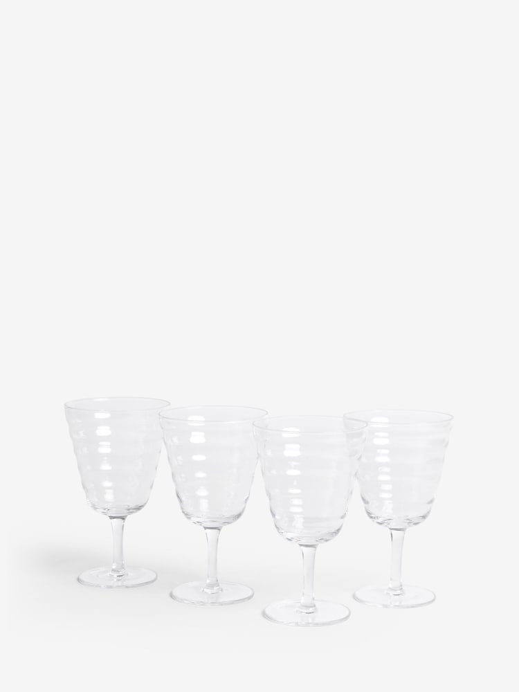 Set of 4 Clear Ripple Wine Glasses - Image 2 of 4