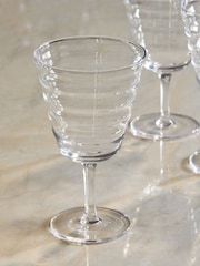 Set of 4 Clear Ripple Wine Glasses - Image 4 of 4