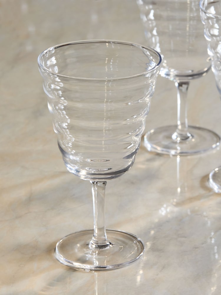 Set of 4 Clear Ripple Wine Glasses - Image 4 of 4