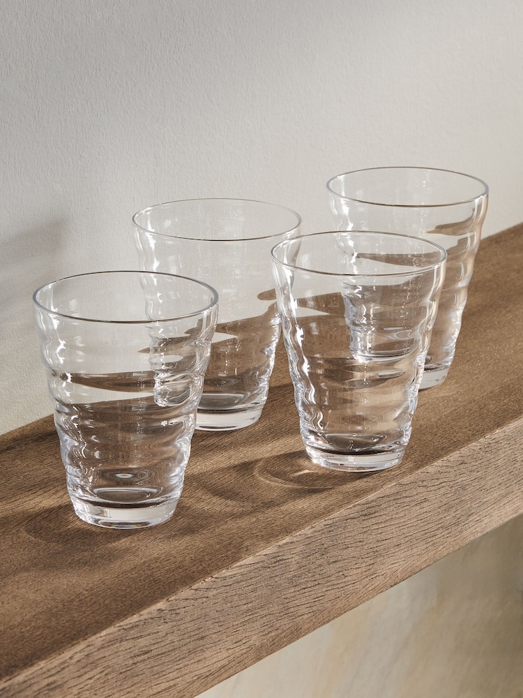 Set of 4 Clear Ripple Tumbler Glasses - Image 2 of 4