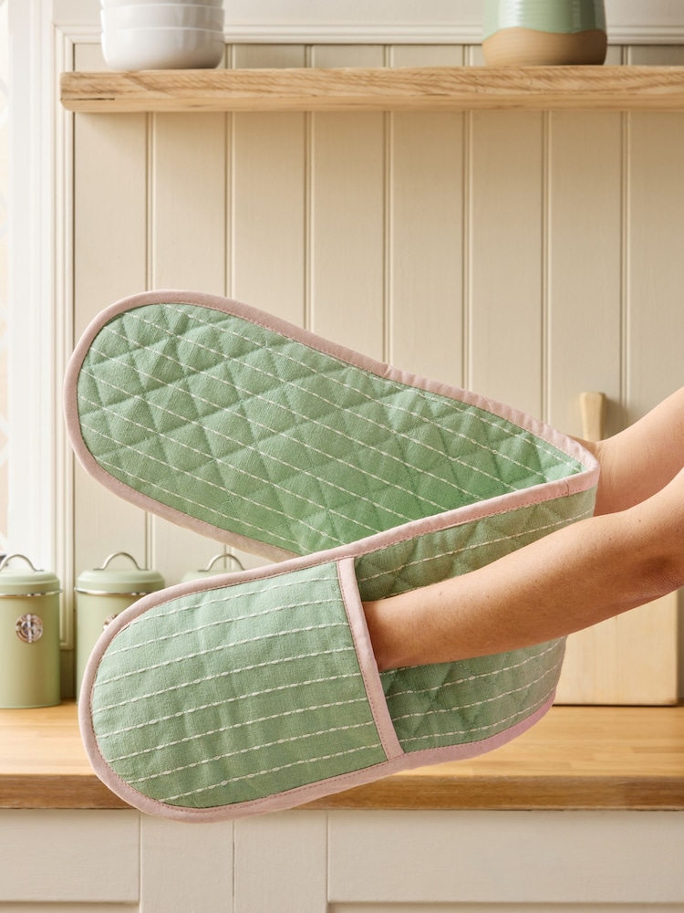 Green Stripe Oven Gloves - Image 1 of 4