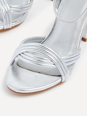 Linzi Silver Regina Block Heeled Sandals With Intertwined Front Straps - Image 4 of 4