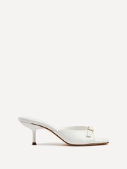 Linzi White Fergie Heeled Mules With Front Buckle - Image 2 of 5