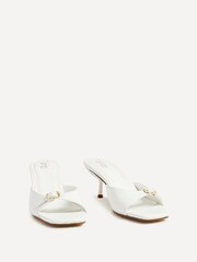 Linzi White Fergie Heeled Mules With Front Buckle - Image 3 of 5