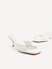 Linzi White Fergie Heeled Mules With Front Buckle - Image 4 of 5