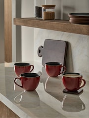 Set of 4 Red Hampton Reactive Glaze Mugs - Image 1 of 3