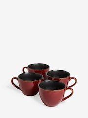 Set of 4 Red Hampton Reactive Glaze Mugs - Image 3 of 3