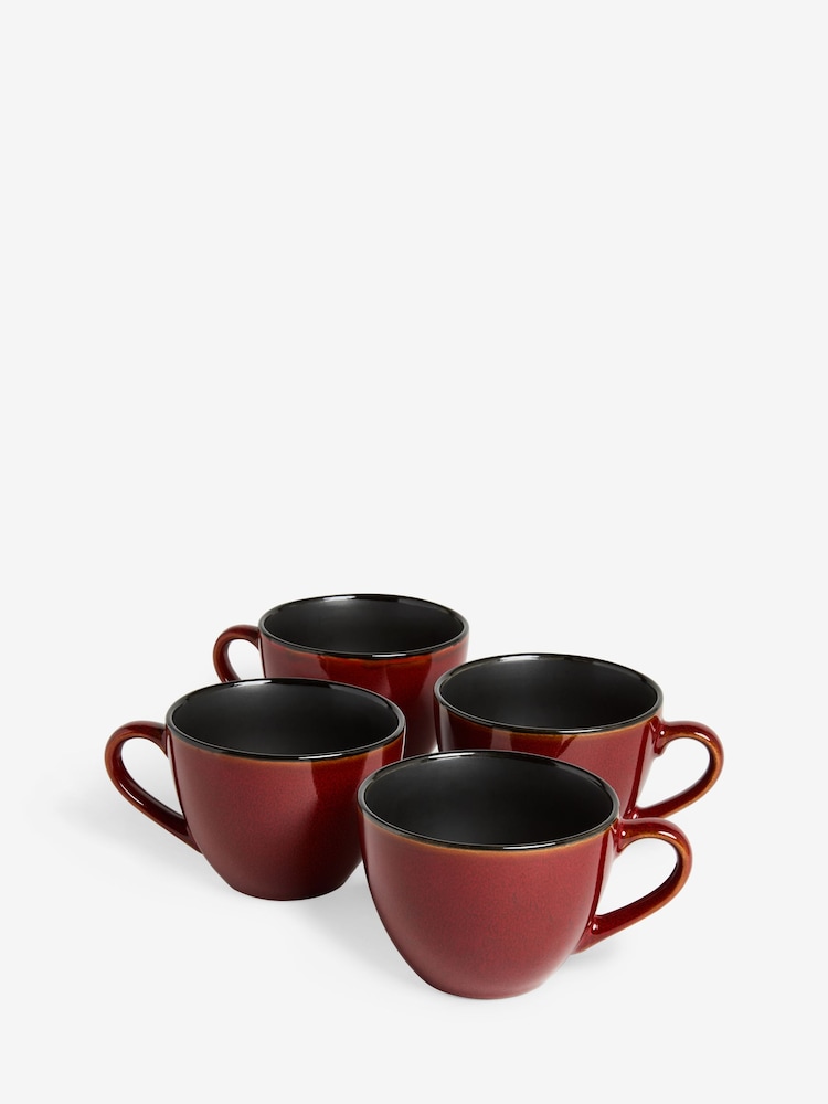 Set of 4 Red Hampton Reactive Glaze Mugs - Image 3 of 3