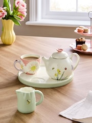 Multi Floral Print Wildlife Tea for One Teacup Teapot Milk Jug and Tray Set - Image 1 of 3