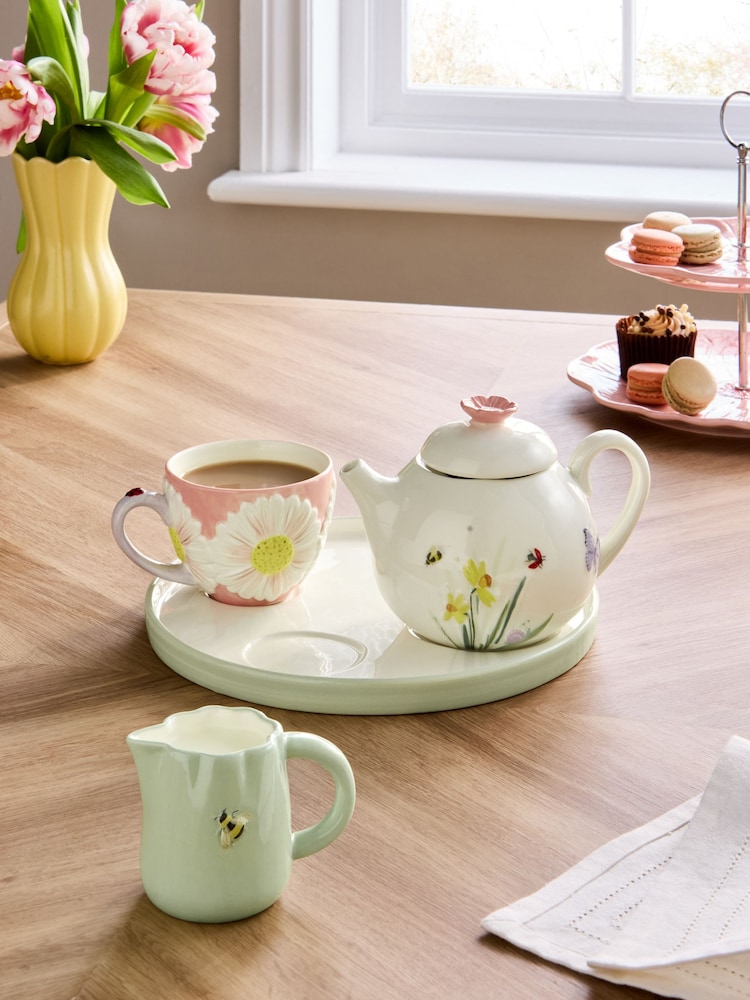 Multi Floral Print Wildlife Tea for One Teacup Teapot Milk Jug and Tray Set - Image 1 of 3