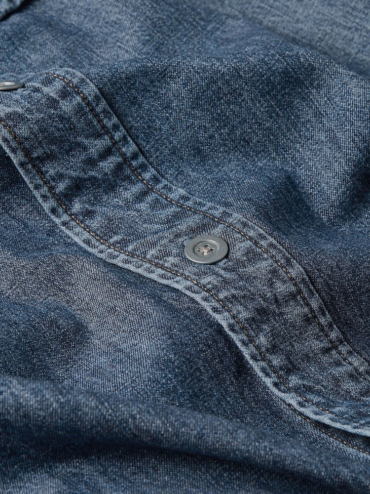 G Star Denim Vintage Regular Fit Check Pocket 100% Cotton Shirt - Image 7 of 7
