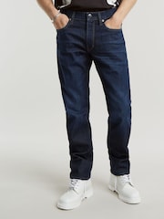 G Star Denim Dark Blue G Star Mid Blue Denim Mosa Straight Fit Jeans - Image 1 of 7