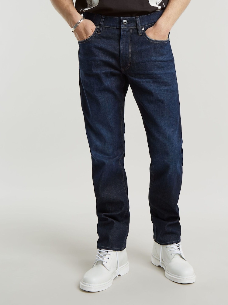 G Star Denim Dark Blue G Star Mid Blue Denim Mosa Straight Fit Jeans - Image 1 of 7