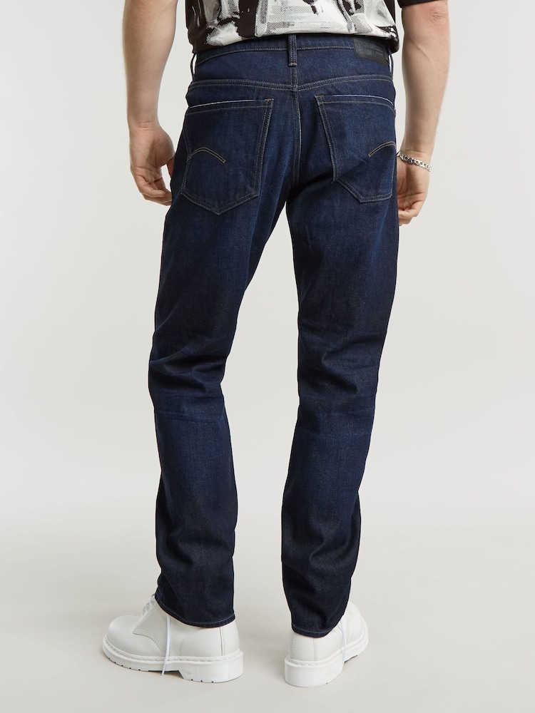 G Star Denim Dark Blue G Star Mid Blue Denim Mosa Straight Fit Jeans - Image 2 of 7