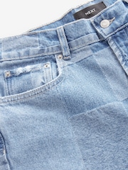 Mid Blue Patchwork Straight Leg 100% Cotton Jeans - Image 7 of 8