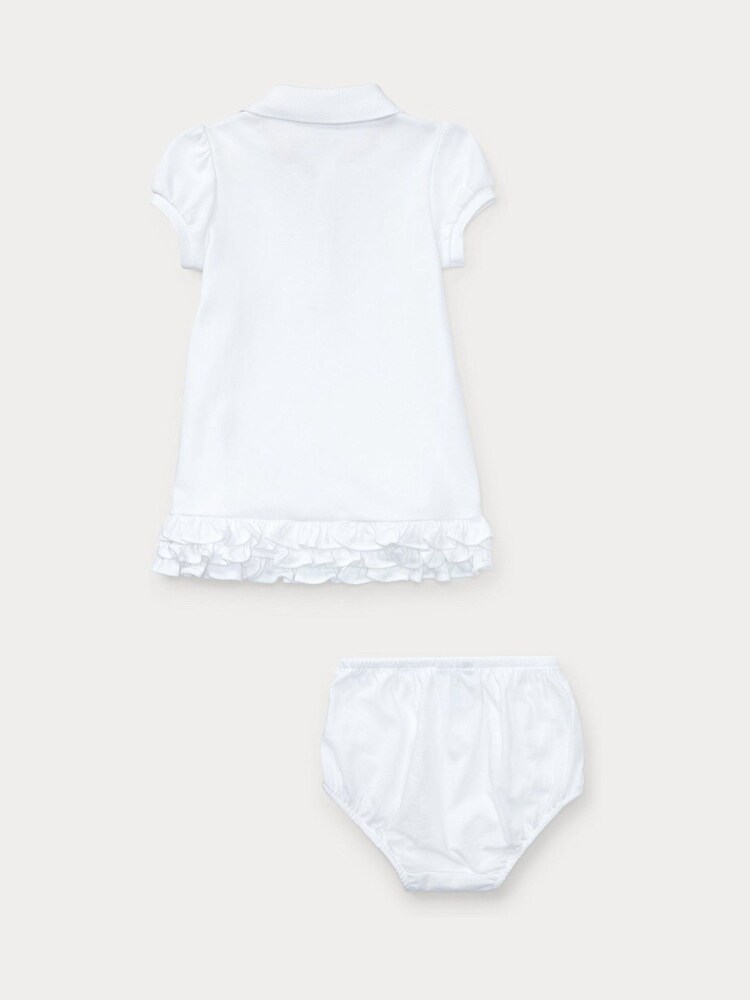 Polo Ralph Lauren Baby Girl Ruffled 100% Cotton Dress White Bloomers - Image 3 of 3