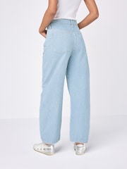 Mid Blue Striped Straight 100% Cotton Jeans - Image 4 of 8