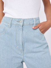 Mid Blue Striped Straight 100% Cotton Jeans - Image 6 of 8