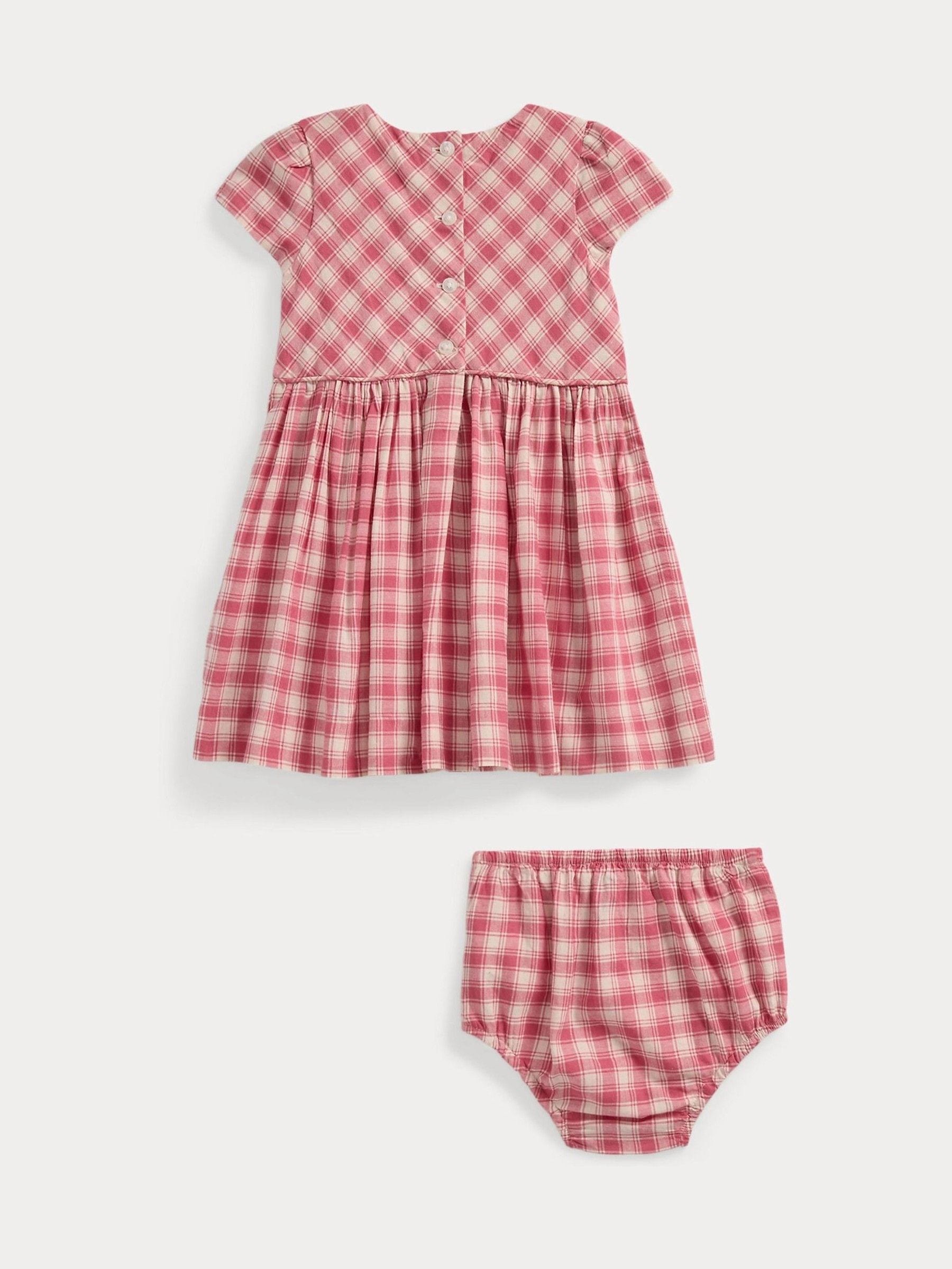 Kaufe Sie Polo Ralph Lauren Baby Girl Red Gingham 100 Cotton Bloomer Dress bei Next Deutschland
