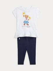 Polo Ralph Lauren Baby Girl Navy Bear Jersey T-Shirt and Leggings Set - Image 1 of 2