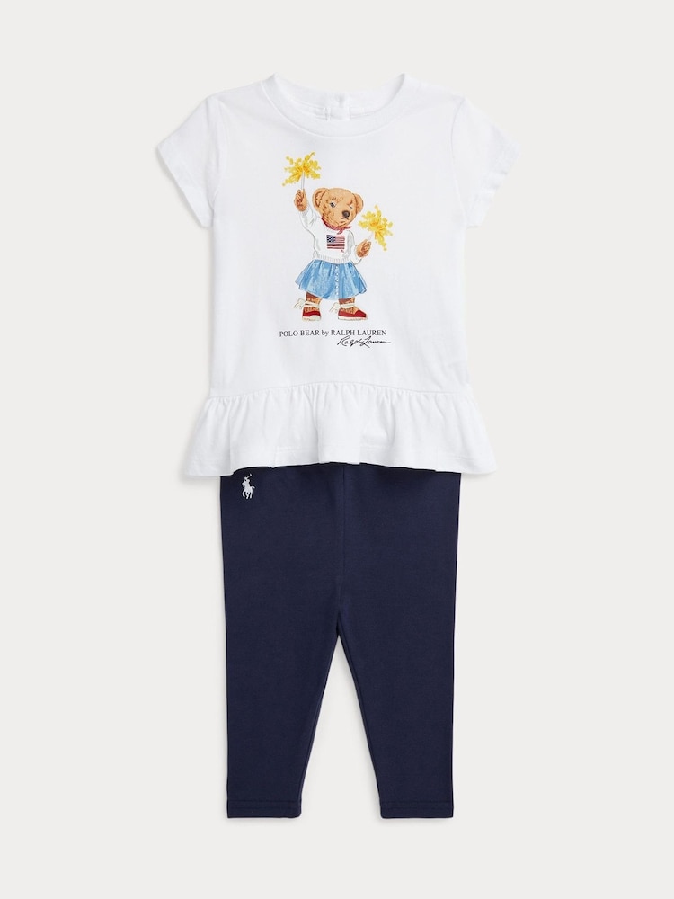 Polo Ralph Lauren Baby Girl Navy Bear Jersey T-Shirt and Leggings Set - Image 1 of 2 Polo Ralph Lauren Baby Girl Navy Bear Jersey T-Shirt and Leggings Set - Image 1 of 2