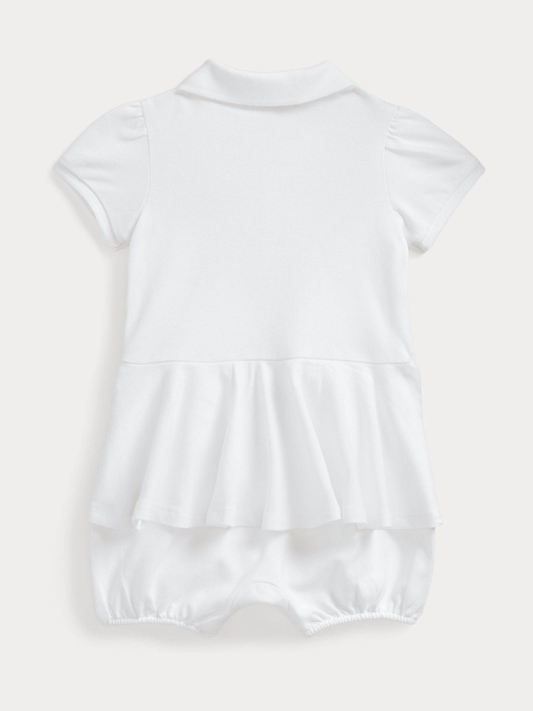 Polo Ralph Lauren Baby Girl Stretch Peplum Polo White Romper - Image 2 of 3