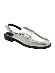 Ravel Silver Flat Slingback Loafers - Image 1 of 4