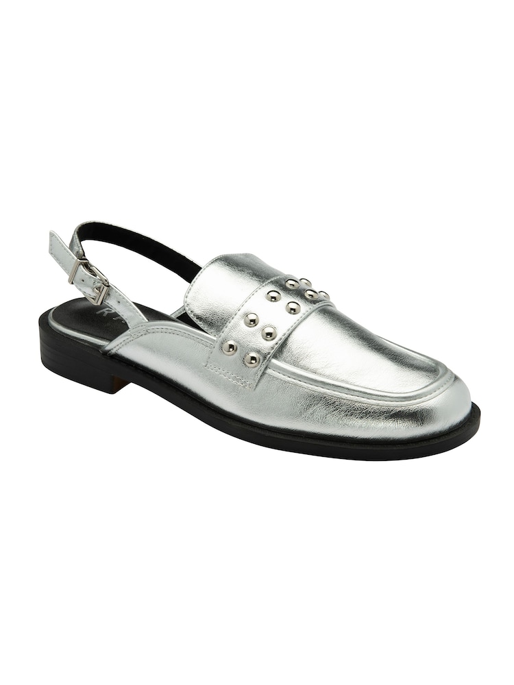 Ravel Silver Flat Slingback Loafers - Image 1 of 4
