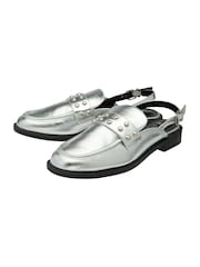 Ravel Silver Flat Slingback Loafers - Image 2 of 4