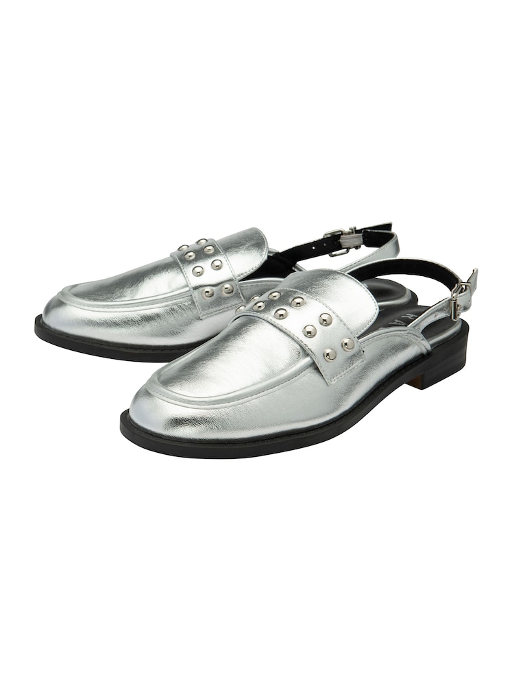 Ravel Silver Flat Slingback Loafers - Image 2 of 4