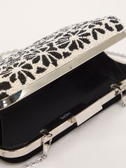 Joanna Hope Floral Beaded Clutch 100% Cotton Black Bag - Image 3 of 4