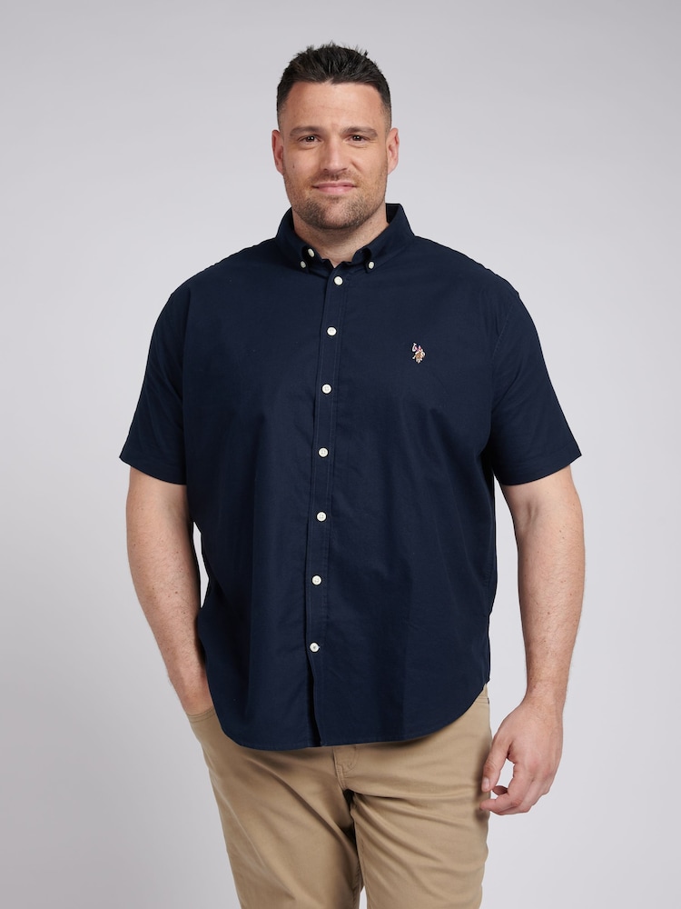 U.S. Polo Assn. Black Big & Tall Mens Short Sleeve 100% Cotton Oxford Shirt - Image 1 of 7