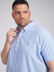 U.S. Polo Assn. Blue Big & Tall Mens Short Sleeve 100% Cotton Oxford Shirt - Image 2 of 7
