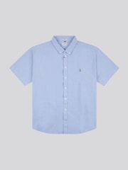 U.S. Polo Assn. Blue Big & Tall Mens Short Sleeve 100% Cotton Oxford Shirt - Image 5 of 7