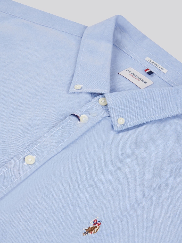 U.S. Polo Assn. Blue Big & Tall Mens Short Sleeve 100% Cotton Oxford Shirt - Image 7 of 7
