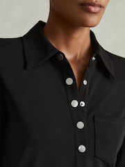 Reiss Black Rosina Jersey Polo Maxi Dress - Image 4 of 6