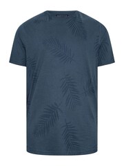 BadRhino Big & Tall Navy Blue 100% Cotton Leaf Print T-Shirt - Image 3 of 4