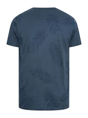 BadRhino Big & Tall Navy Blue 100% Cotton Leaf Print T-Shirt - Image 4 of 4