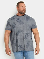 BadRhino Big & Tall Blue 100% Cotton Stripe Leaf T-Shirt - Image 2 of 4