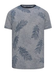 BadRhino Big & Tall Blue 100% Cotton Stripe Leaf T-Shirt - Image 3 of 4