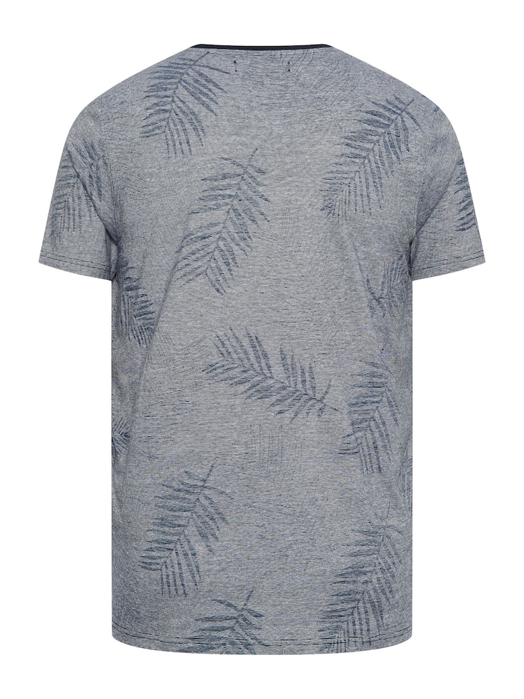 BadRhino Big & Tall Blue 100% Cotton Stripe Leaf T-Shirt - Image 4 of 4